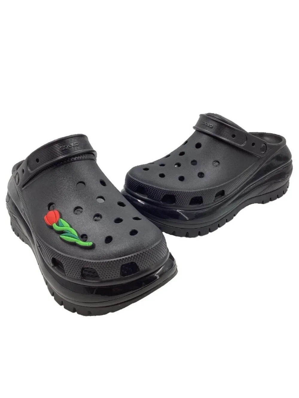 Crocs Classic Mega Crush Clogs Mens 11 Womens 12.5 Black Platform Slip On Shoes